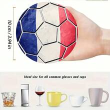 6/18/90pcsWooden Coasters With A Soccer Ball Pattern Printed In The Colors Of The National Flag.Non-Slip And Heat-Resistant,Suitable For Coffee,Tea,And Beer.A Soccer-Themed Home Decor. - Multicolor - View 5