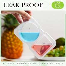 20pcs Portable Dual Compartment Condiment Containers - Reusable Plastic Sauce And Dip Cups For Travel, Snacks And Meal Prep (Transparent), Dual Compartment Containers Suitable For Dipping Bowls - Clear - View 7
