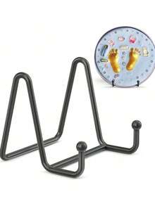 2PCS Black Metal Wire Easel Stands, Heavy Duty Tabletop Display Holders, Versatile Wire Rack For Plates, Art Prints, Photos And Collectibles, Sturdy Foldable Decorative Display Racks, Easy To Assemble And Stable Placement Design, Perfect For Home Decoration, Office Desktop And Party Tabletop Display Use - Black - View 2