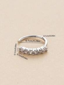 3pcs/1pc Stainless Steel Cubic Zirconia Inlaid Luxury Women Fashion Accessories, Silver Or Rose Gold Color, Party Jewelry, Perfect Gift For Valentine's Day, Women's Day, Birthday, Anniversary - Nose Ring - View 7