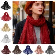 Transparent Breathable Hijab Lightweight Twinkling Sequins Hijab Shawl Women - Black - View 12