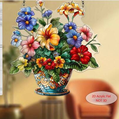 2D 平面 - 适合所有季节，这款 2D 平面亚克力花朵阳光捕捉器尺寸为 7.4 英寸 x 8 英寸，具有鲜艳的花卉设计，非常适合春季房间装饰、友谊礼物或家居装饰，以及户外阳光捕捉器。