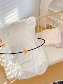 1pc Baby Crib Comforter Plush Bedsheet Fitted Sheet Set, Soft & Comfortable Newborn Patchwork Mattress Cover, Suitable For All Seasons, Machine Washable - White - View 4