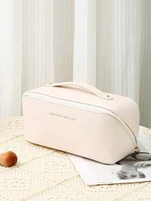 PU皮革防水化妆包，大容量双层化妆包，多功能旅行收纳包，化妆品整理包，收纳整理包，化妆包，护肤包，大容量洗漱包 - 彩色 - 查看 8