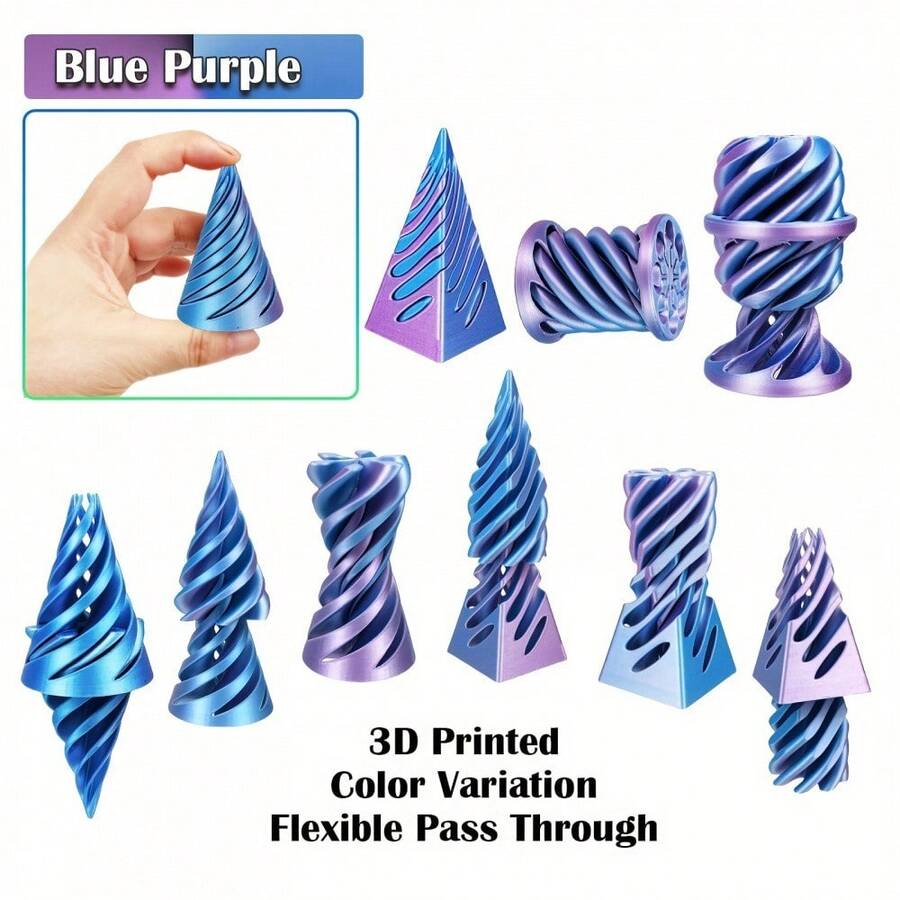 3pcs/Set 3D Printed Impossible Pyramid, Spacecraft Sculpture, Cone Pressure Relief Toy, Impossible Cylinder Anxiety Relief Toy, Surprising Impossible Spacecraft Desktop Decor Toy - Multicolor - View 1