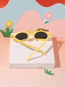 1副男女童（3-8岁）聚碳酸酯不对称镜框卡通款时尚眼镜，新款可爱个性眼镜，适合旅行、节日派对等场合，带眼镜盒 - 彩色 - 查看 5