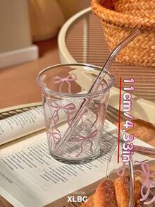 Cốc trà thủy tinh miệng rộng kiểu nơ thanh lịch, cốc nước đa năng dùng trong gia đình, cốc súc miệng du lịch, cốc nước ép, cốc cà phê và trà matcha. - Nhiều màu - Xem 6