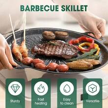 Padella per barbecue coreano in ghisa da 12 pollici, multifunzionale antiaderente, adatta per piano cottura a gas/induzione, barbecue da campeggio, cottura in giardino, frittura di bistecche - Teglia da forno a forma di girasole - Visualizzare 8