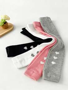 4 Pasang Legging Pendek Warna Polos Anak-Anak, Dengan Motif Hati, Gaya Manis & Imut, Kain Lembut Ramah Kulit, Cocok Untuk Sekolah, Pakaian Kasual dan Sehari-hari, Legging Tanpa Kaki Serbaguna untuk Musim Semi, Musim Gugur dan Semua Musim, Cocok Dipadukan dengan Seragam Sekolah - MultiWarna - View 2