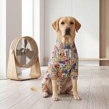 Dog Summer Shedding Hair Control Pajamas - Breathable High Stretch Full Coverage Pet Rompers, Summer Anti Licking & Bug Protective Jumpsuit For Medium Large Dogs, All Over Printing Dog Clothes - Cute Cartoon Colorful Dog Pattern - Multicolor - View 3