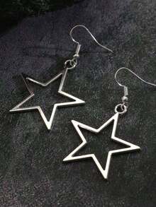 Fashionable Simple Multicolor Hollow Out Pendant Earrings Men And Women, Big Shaped Earrings - Bạc - Xem 8