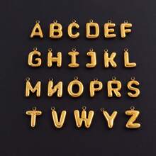 1pc Simple Classic Bubble Initial White Round Pendants Golden Stainless Steel Bead Chain Necklaces For Women - Yellow Gold - View 4