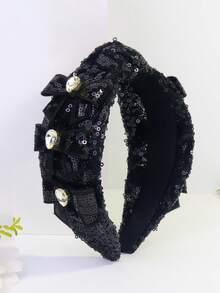 1pc Women's Carnival Glitter Sequin Crystal Bow Cute Party Headband, Carnival Gift - Multicolor - View 9
