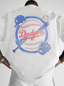 Printed T-Shirt Cotton Plus Size Men's Clothing, |   Dodgers T-Shirt |   High Five Hand Gesture |   LA Letter Print |   Must-Have Game Support T-Shirt For Baseball Fans |   Breathable, Sweat-Wicking, And Cool, Perfect For Playing Baseball |   Pure Cotton, Skin-Friendly, Digital Print, Baseball Style, Men's Casual T-Shirt, Sportswear Design, Urban Apparel, Men's Everyday Casual Top, Machine Washable ,Y2K,Oversized Shirt Men,Summer Tops - trắng - Xem 6