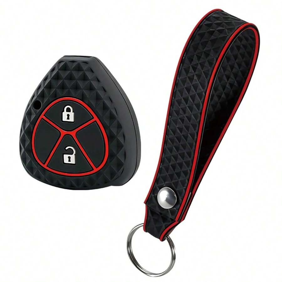 2 PCS Silicone Car Key Case Cover For Auris HiLux Corolla Fortuner Prado Camry Yaris Vitz Vios Ractis 2/4 Button - black - View 1