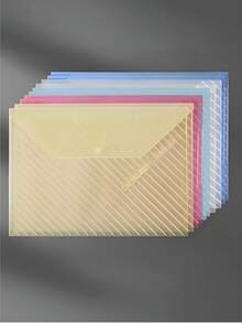 10 piezas Bolsas de documentos transparentes clásicas tamaño A4 al por mayor, carpetas de archivo estilo sobre impermeables, material de oficina y estudio, sobres de archivo minimalistas y prácticos, esenciales para compras a granel - bolsa de documentos - Ver 4