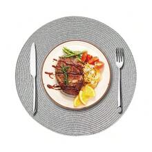 3 piezas/6 piezas Manteles individuales redondos tejidos de 38 cm de colores, manteles individuales redondos de color claro para mesa de comedor, manteles individuales redondos de color verde salvia adecuados para mesa de comedor, comedor redondo, cocina, fiesta de cumpleaños, fiesta de boda, fiesta temática de vacaciones - Multicolor - Ver 9