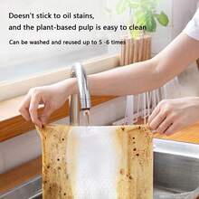 1PCExtra-Large Dry-Wet Dual-Purpose Dishwashing Cloth With Thick Non-Woven Fabric Kitchen Paper, Grease Removal And Hand Cleaning For Household Use. Camping And Picnic. Reusable And Disposable. - Multicolor - View 2
