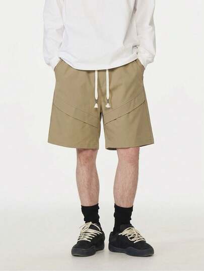 男士夏季 5 英寸及膝短裤，弹性腰带抽绳，柔软休闲针织短裤，带口袋，轻便舒适，适合健身、居家、街头穿着。