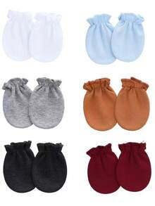 6 Pairs 0-6 Months Baby Mittens, Soft & Skin-Friendly, Newborn Anti-Scratch Hand Protector, Multi-Color Combo Set - 6 Pairs - View 4