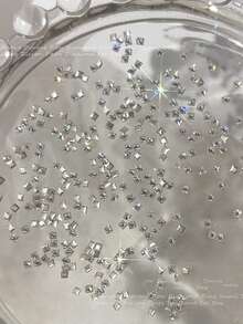 50颗方形锆石美甲装饰，闪亮迷你方形扁平水钻DIY，香槟色美甲宝石 - 彩色 - 查看 7
