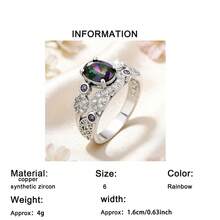 1pc Elegant Luxury Women's Wedding Ring - Four-Claw Oval Synthetic Zirconia Setting - Graceful Jewelry - Suitable For Wedding, Engagement, Valentine's Day, Anniversary, Christmas And Other Occasions - Color - View 9