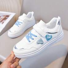 Giày thể thao trẻ em hình trái tim màu hồng trắng, khóa dán không cần buộc dây, đế mềm chống trơn trượt, giày thể thao casual cho bé gái. - Màu xanh lam - Xem 9