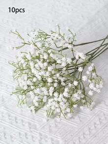 1/6/10 Stück weiße Schleierkraut Künstliche Blumen, Fake Schleierkraut Großpackung, mit Kunststoffstängeln, für Heimdekoration, Tischdekoration, DIY Blumenarrangements, Hochzeits- und Festdekoration, Raumdekoration - Weiss - Übersicht 7
