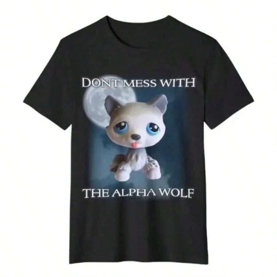 Camiseta Wolf con diseño de de para fans del estilo divertido y juguetón. YNKX - Negro - Ver 1