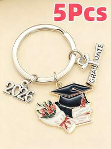 5 chiếc móc khóa tốt nghiệp Unisex 2026, móc khóa mũ tốt nghiệp bằng hợp kim hình giọt dầu dễ thương, quà lưu niệm lễ tốt nghiệp, móc khóa huy hiệu lớp tốt nghiệp, mặt dây chuyền ba lô/túi xách, phụ kiện ô tô, dây đeo cổ phong cách Gothic Y2K dễ thương có ngăn đựng thẻ ID, phụ kiện ô tô, quà tặng Giáng sinh - Nhiều màu - Xem 11