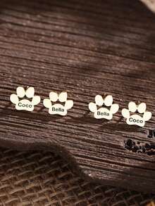 1 pièce Boucles d'oreilles personnalisées avec empreinte de patte d'animal de compagnie, bijoux de mode créatifs pour femmes, cadeau mignon pour tous les jours, accessoires pour animaux, cadeau pour fille, cadeau d'anniversaire pour femme, argent, à la mode, coloré, rétro, minimaliste, Y2K, personnalisé, unique, cadeau idéal pour lui, cadeau idéal pour elle, petit ami, petite amie, papa, maman, famille, amis, anniversaire, graduation, bal, fête - Multicolore - Voir 2
