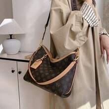 Vintage Monogram Hobo Bag For Women - Multi-Strap Large Capacity Designer - Inspired Shoulder Bag, Fashion Must-Have, 12.20 * 4.33 * 9.84 In, Adjustable Strap - 咖啡棕 - 查看 1