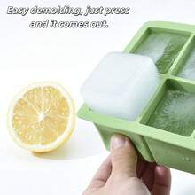 6-Cavity Silicone Ice Cube Tray, Large Square Ice Mold With Lid, Silicone DIY Ice Maker For Home Use - Multicolor - View 4