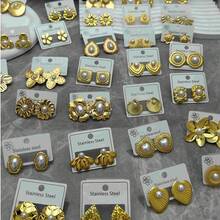 18对/套（款式随机）304/316不锈钢心形蝴蝶结椭圆形耳钉，时尚百搭，是约会和派对的完美之选。也是情人节礼物的绝佳选择，同样适合日常佩戴，无需电池。 - 彩色 - 查看 4