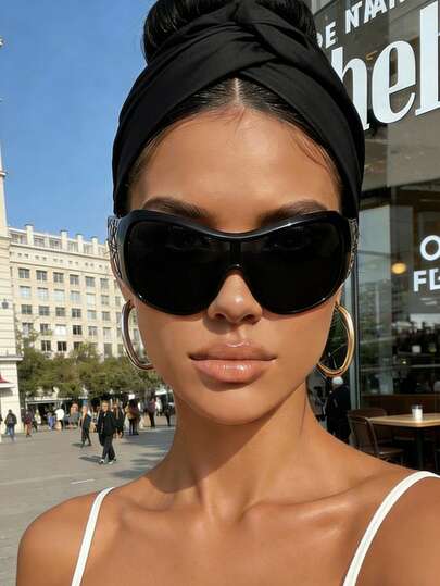 1pc Oversized Wraparound Face Mask, Y2K European And American Fashion Visor Fashion Glasses