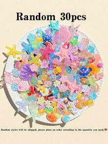 [Random] 5/30pcs Versatile Fashion ABS Ocean Life, Flower Detachable Shoe Clips, DIY Shoe Decoration Accessories, Suitable For Women Sandals, Slippers, Beach Bags - Perfect Gift For Festivals And Special Occasions - Multicolor - View 9