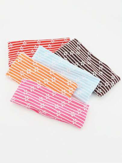 1/5pcs Summer Candy-Colored Striped Hair Bands, Yoga Elastic Headbands, Stretchable Hair Band For Exercise And Fitness, Hair Accessories, Perfect For Ladies.
