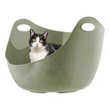 IRIS USA Cat Litter Box with High Walls and Handles Made with Flexible Plastic Sage Green - verde - Ver 1