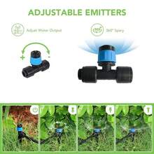Kit de conector rápido de riego de primavera, hecho de material plástico de alta calidad y duradero, adecuado para tuberías de riego de 1/4 de pulgada, equipado con cabezales de goteo de vórtice ajustables, adecuado para sistemas de riego de jardín, patios y céspedes - Kit de riego - Ver 9