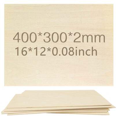 12/6/4 Pack 12"X16" (11.81 Inch X 15.75 Inch) Plywood Value Pack, Suitable For DIY Laser Projects, Crafts, Architectural Models, Home Building, Hobbies, Wood Burning, Board Games, Blank Tiles, Small Painting Canvases, Coasters, Holiday DIY Decor, Plywood Art Panels, Natural Color Plywood Blocks