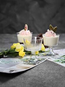 12pcs Summer Plastic Dessert Cups With Handles, Transparent Striped Cold Drink Cups Suitable For Ice Cream, Mousse And Juice, Ideal For Mother's Day Gifts, Family Gatherings, Beach And Pool Parties - Transparent - View 6