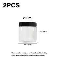 2 piezas Frascos de almacenamiento de plástico de 7,1 cm de diámetro con tapas, botellas dispensadoras de pintura, frascos para mascarillas faciales, envases para crema para ojos y crema facial, botellas dispensadoras de muestras de boca ancha transparente de PET, botellas de envasado de cosméticos - Negro - Ver 15