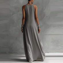 2026 New European And American Women's Clothing Sleeveless Loose Pockets Contrasting Color Casual Off-The-Shoulder Dress,Conjunto De Dos Piezas Mujer Elegante - 灰色 - 查看 2