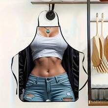 1pc Chic Sexy Street Style Apron - Polyester, Lightweight, Woven Design For Kitchen And Dining Use, Cute Apron - A60*80cm - View 3