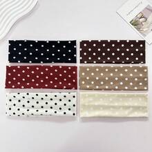 Polka Dot Wide Headband For Women Jewelry Women Aesthetic Vintage Elastic Hair Band Stylish Minimalist Headwrap Elegant Easter Gym Yoga Sport Accessory Soft Daily Wear Hairhoop Gift For Her Collection - 灰色 - 查看 4
