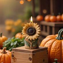 Sunflower Scented Candle Silicone Mold, DIY Creative Sunflower Tree Trunk Shaped Candle Silicone Mold - White - View 3