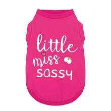Dog Clothes Fashionable Sleeveless Pet Vest: 'Little Miss Sassy' Printed Cotton Dog Shirt Ideal For Small Medium And Large Breeds Ensuring Comfort And Breathability Rose Red S - S69磅 胸圍16.1 - 查看 1
