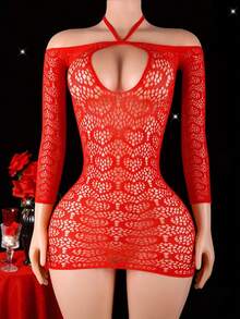 Sexy Spaghetti Strap Backless Tight-Fitting Mini Sleepwear, High Elasticity Alluring Lingerie - Red - View 1