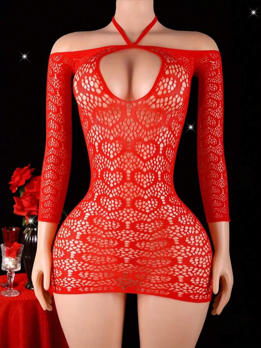 Sexy Spaghetti Strap Backless Tight-Fitting Mini Sleepwear, High Elasticity Alluring Lingerie - Red - View 1