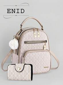 Fashionable New Stylish Small Backpack, Spacious Women's Outdoor Backpack, Casual Versatile Mommy Bag, Multi-Function Shoulder Crossbody Bag Set - Baby Blue - View 6